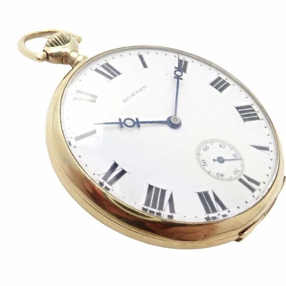Vintage Howard 14k Yellow Gold 46mm 17j Pocket Watch c. 1920's - Picture 2 of 8